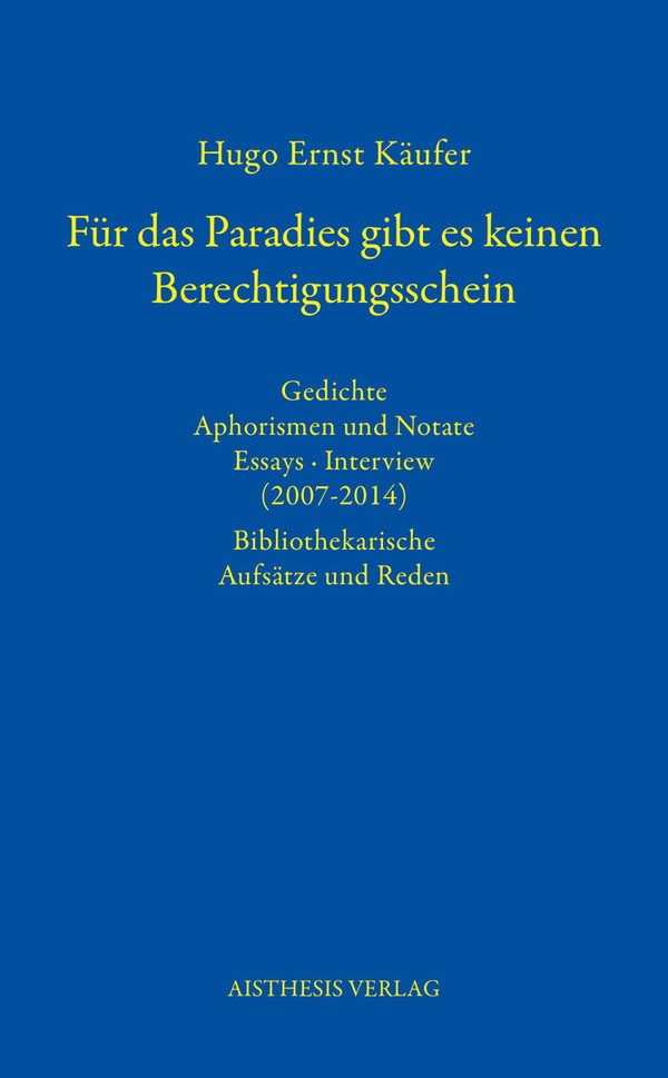Buchcover zum Band "Für das Paradies gibt es keinen Berechtigungsschein".